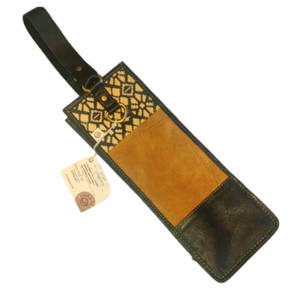 NEW With Tag Vaan & Co Leather Upcycled Wine Beverage Gift Bag NWT